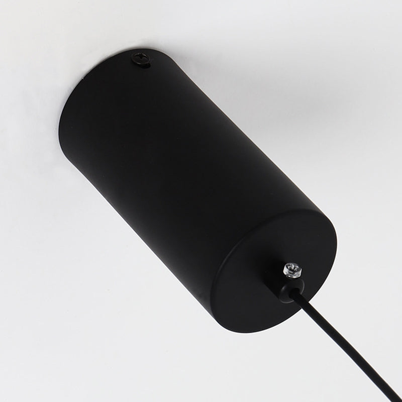 Modern Simple Style LED Line Hanging Pendant 1 Light Hanging Ceiling Light in Black for Hotel
