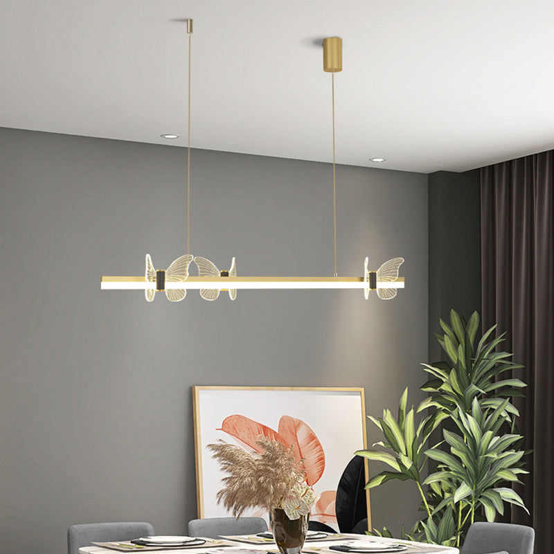 Linear Island Light Modern Lighting Chandelier Metal 1 Light Pendant Light Fixture