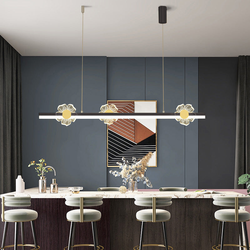 Linear Island Light Modern Lighting Chandelier Metal 1 Light Pendant Light Fixture