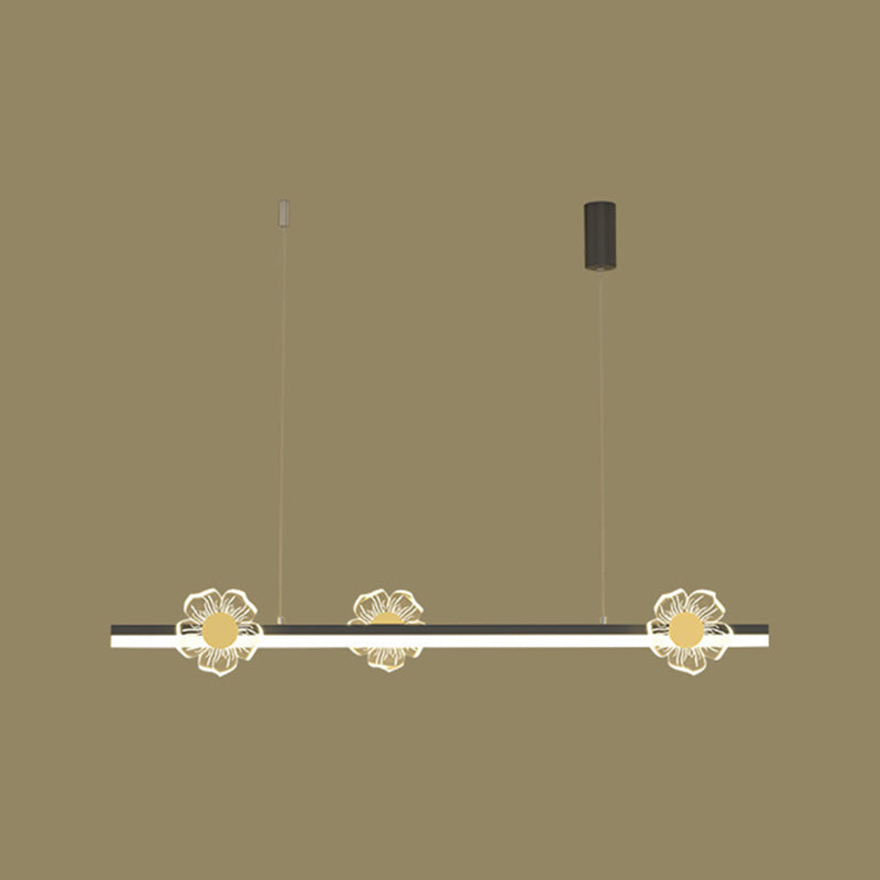 Linear Island Light Modern Lighting Chandelier Metal 1 Light Pendant Light Fixture