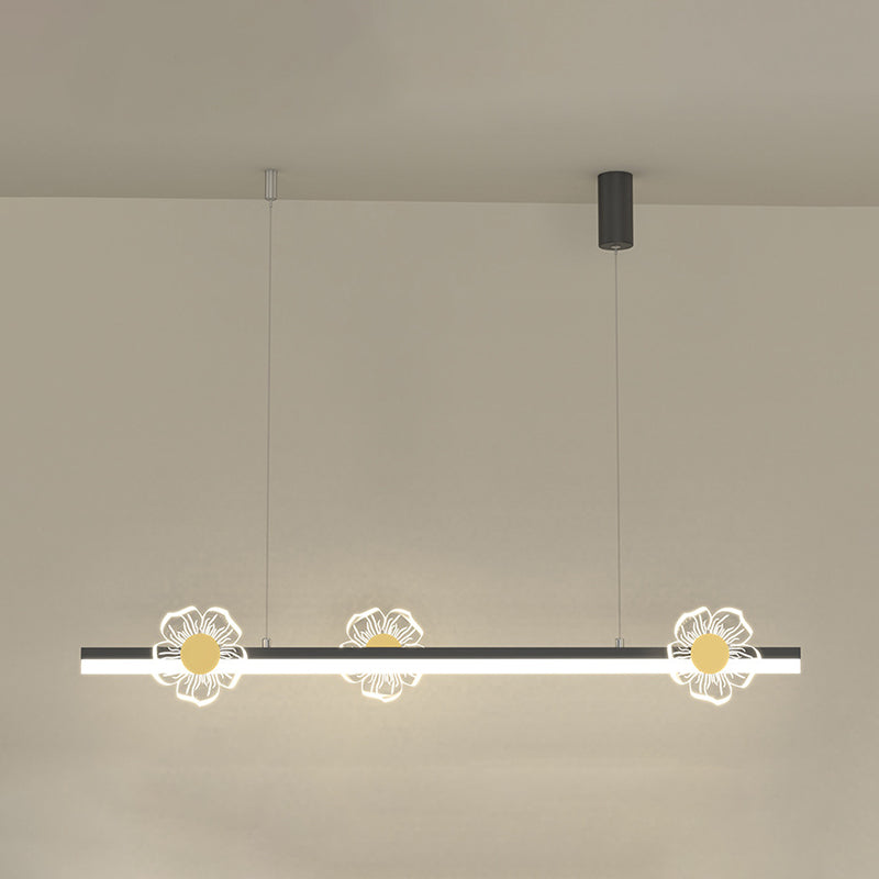 Linear Island Light Modern Lighting Chandelier Metal 1 Light Pendant Light Fixture