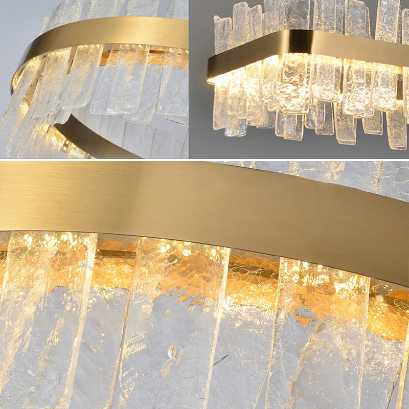 1 Light Rectangle Island Lights Modern Pendant Light Crystal Island Lighting Fixtures in Gold