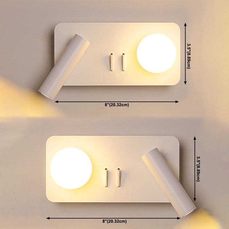 Lampada a parete in metallo moderno a parete in metallo bianco a 2 luci luci rettangolari di scarico rettangolare