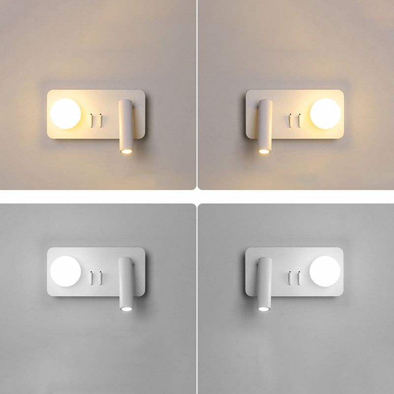 Lampada a parete in metallo moderno a parete in metallo bianco a 2 luci luci rettangolari di scarico rettangolare