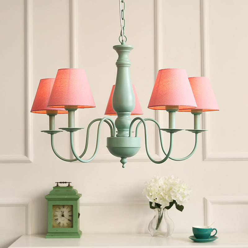 Stile moderno a soffitto verde lampadario braccio in metallo a 5 luci di illuminazione a pendente