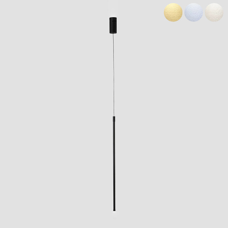 Simple Modern Style Line Shape Pendant Metal 1 Light Hanging Light in Black for Living Room Bedroom