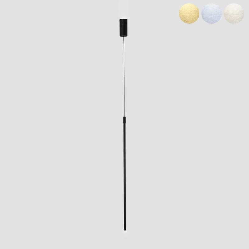 Simple Modern Style Line Shape Pendant Metal 1 Light Hanging Light in Black for Living Room Bedroom