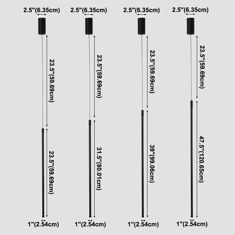 Simple Modern Style Line Shape Pendant Metal 1 Light Hanging Light in Black for Living Room Bedroom