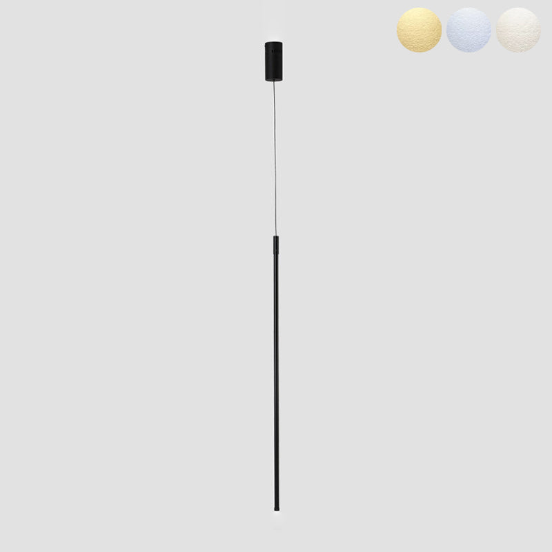 Simple Modern Style Line Shape Pendant Metal 1 Light Hanging Light in Black for Living Room Bedroom