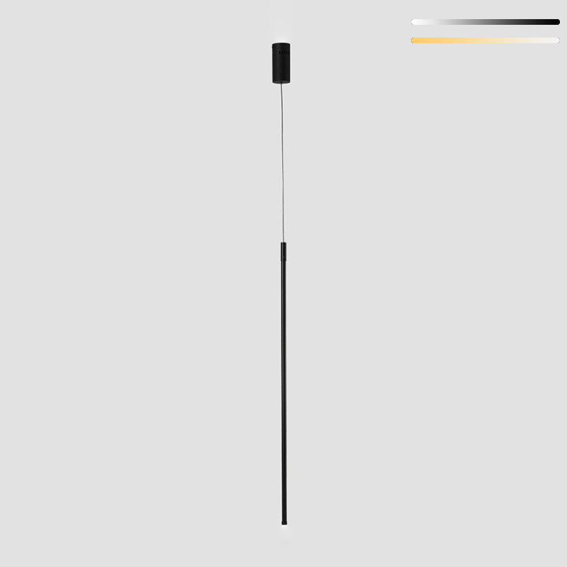 Simple Modern Style Line Shape Pendant Metal 1 Light Hanging Light in Black for Living Room Bedroom
