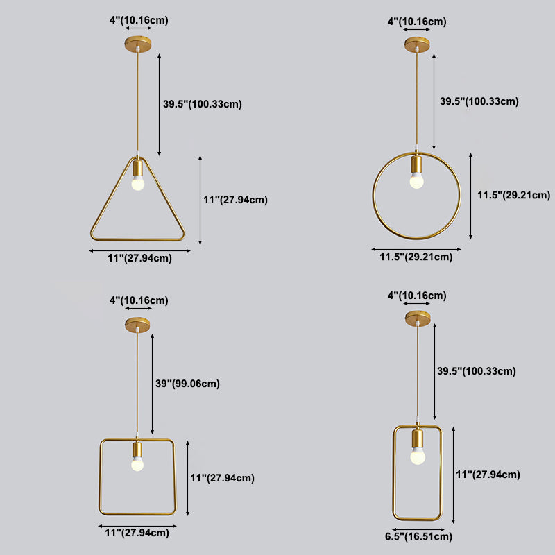 Moderna simple estilo múltiples formas colgantes de hierro 1 colgante de luz en la tienda de ropa dorada para ropa