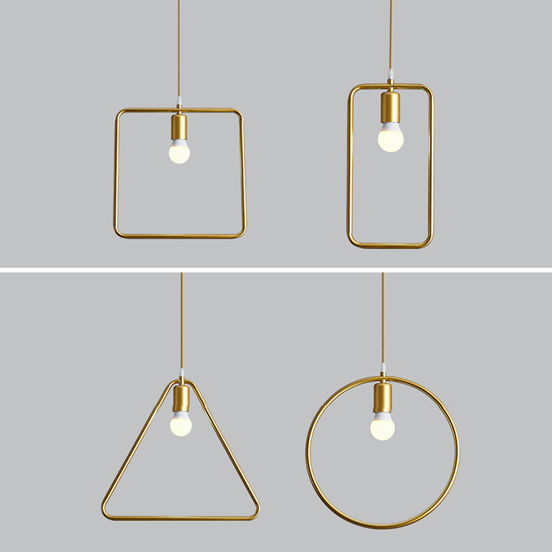 Moderna simple estilo múltiples formas colgantes de hierro 1 colgante de luz en la tienda de ropa dorada para ropa