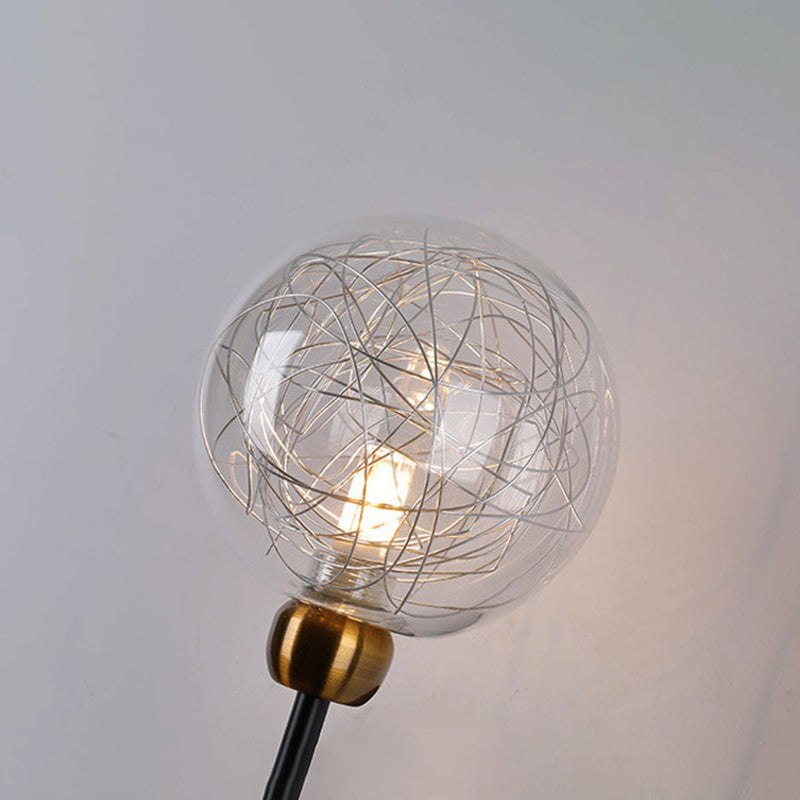 1/2 Lights Orb Wall Light Fixture Vintage Clear Glass Shade Wall Sconce Lighting in Black/Gold