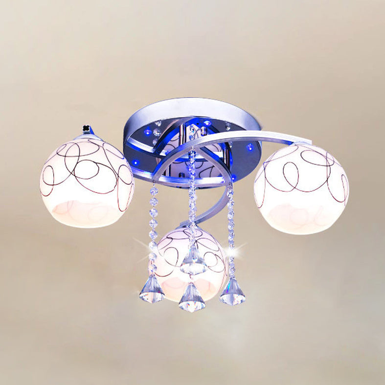 Modern Semi Flush Light Fixtures Multi-Light Semi Flush Mount Lamp with Clear Crystal Shade