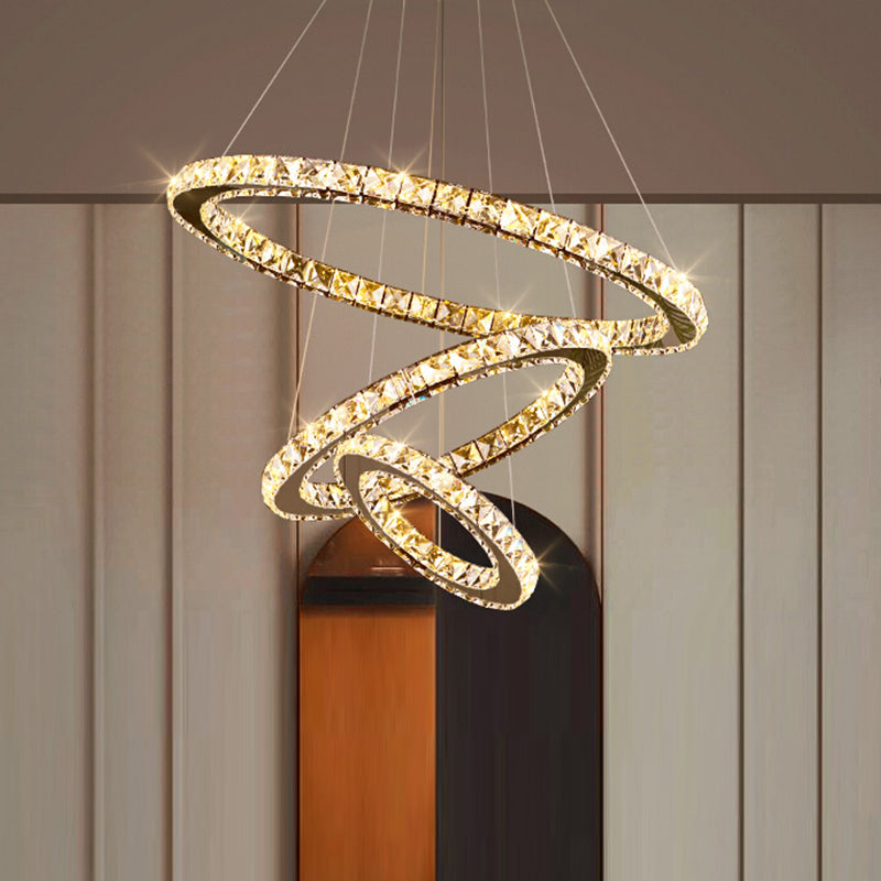 Lampade lampadario moderno ad anello lampada lampadario a più testa con tonalità di cristallo