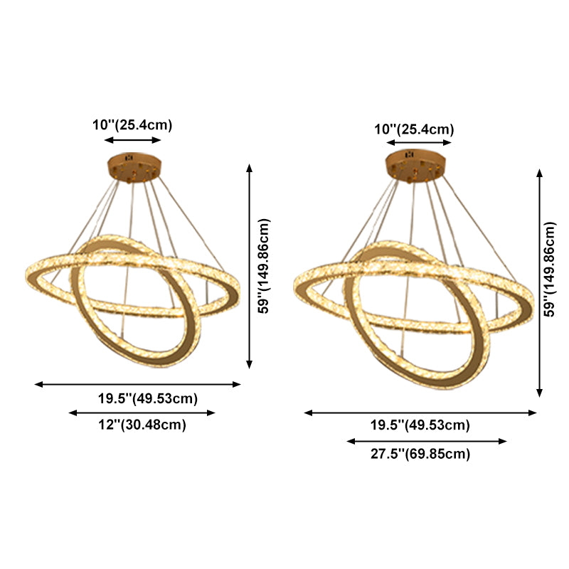 Lampade lampadario moderno ad anello lampada lampadario a più testa con tonalità di cristallo