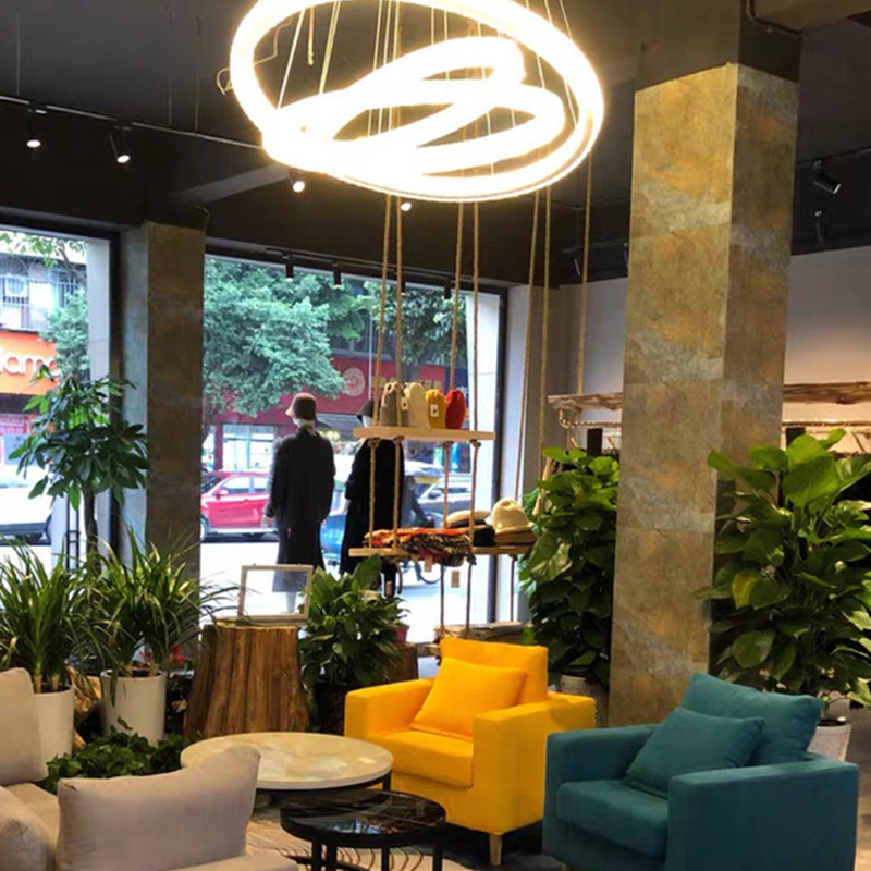 Lampade lampadario moderno ad anello lampada lampadario a più testa con tonalità di cristallo