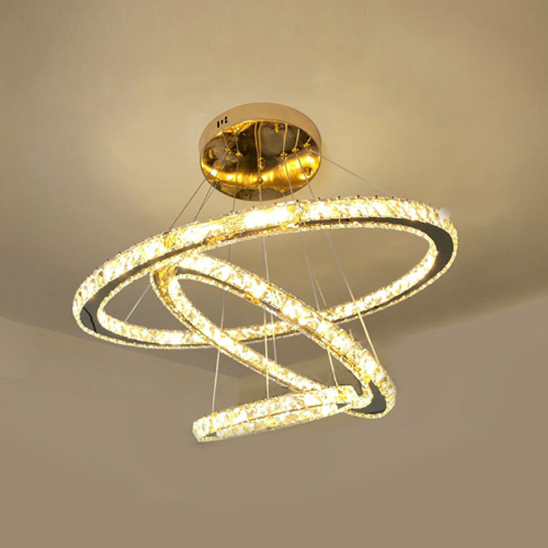 Lampade lampadario moderno ad anello lampada lampadario a più testa con tonalità di cristallo