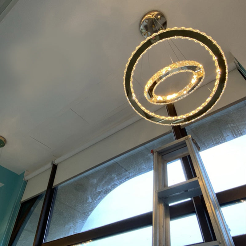 Lampade lampadario moderno ad anello lampada lampadario a più testa con tonalità di cristallo