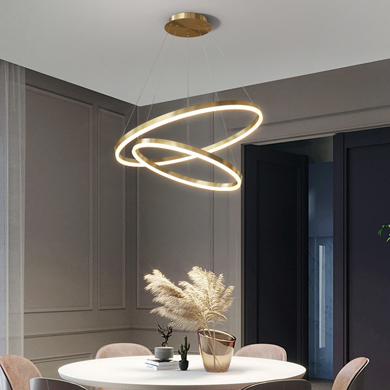 Multi-tier kroonluchter lamp Moderne ring kroonluchter verlichtingsarmaturen met witte acrylschaduw