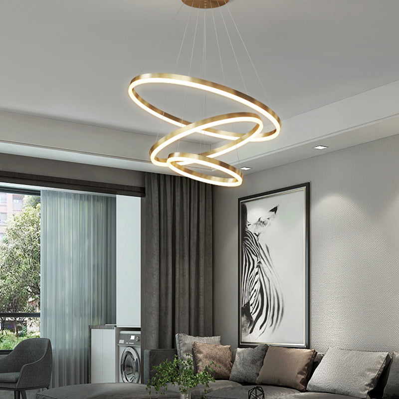 Multi-tier kroonluchter lamp Moderne ring kroonluchter verlichtingsarmaturen met witte acrylschaduw