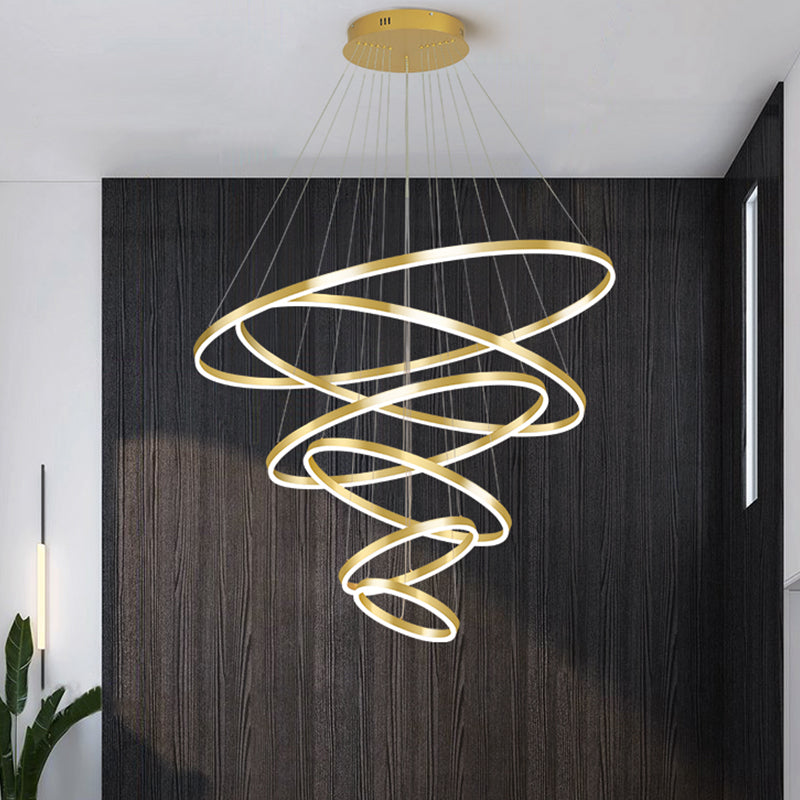 Multi-tier kroonluchter verlichtingsarmaturen Moderne ring kroonluchter lamp met witte acrylschaduw