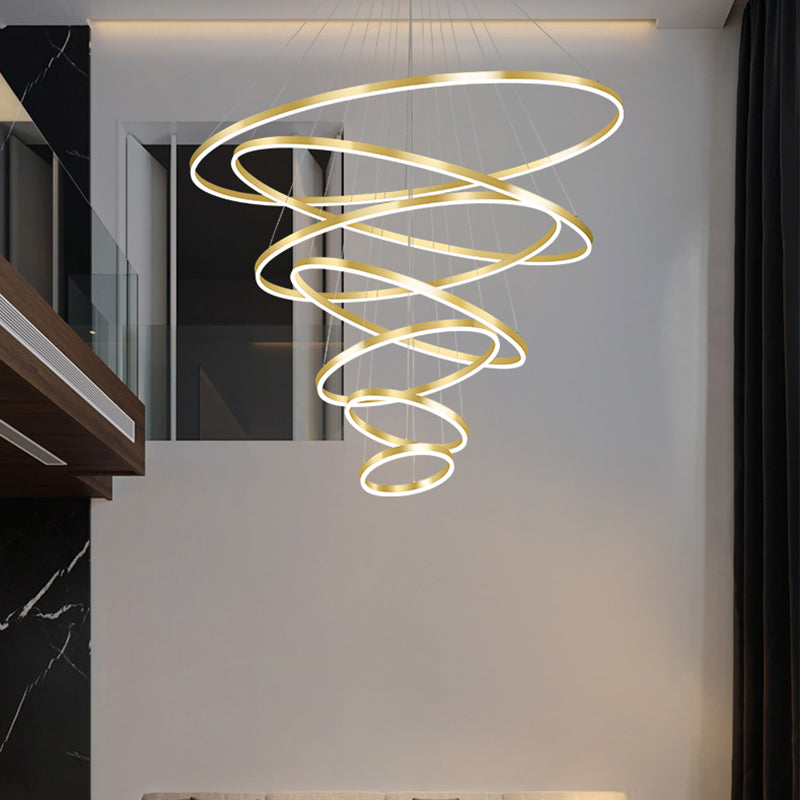 Multi-tier kroonluchter verlichtingsarmaturen Moderne ring kroonluchter lamp met witte acrylschaduw