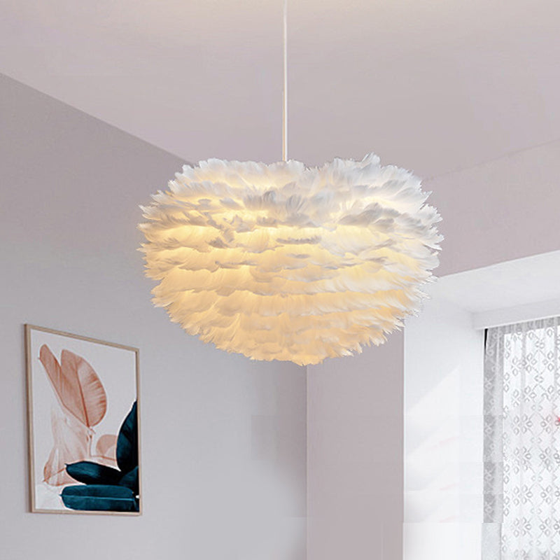 Lampada lampadinale Globe moderni lampadario a lampadario bianco multipla con tonalità di piuma