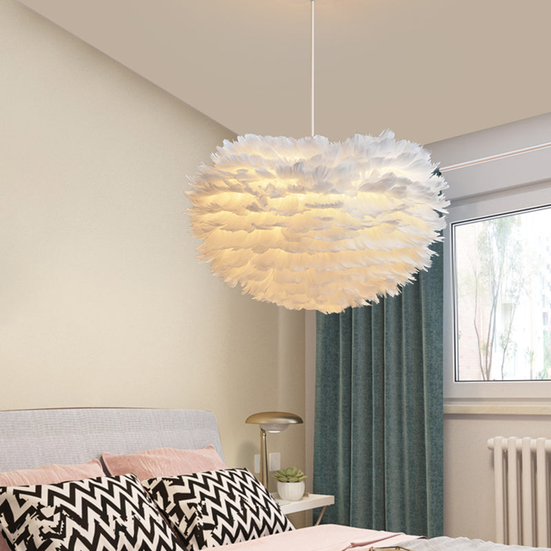Lampada lampadinale Globe moderni lampadario a lampadario bianco multipla con tonalità di piuma
