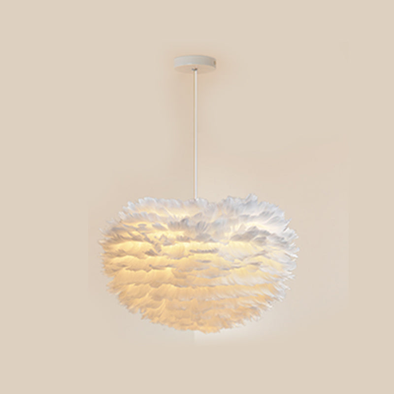 Lampada lampadinale Globe moderni lampadario a lampadario bianco multipla con tonalità di piuma