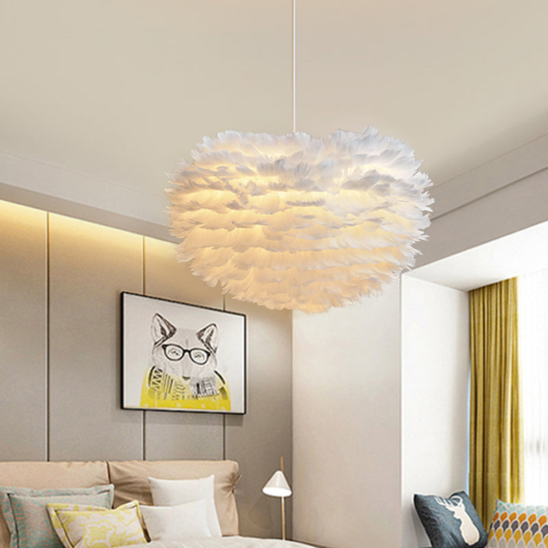 Lampada lampadinale Globe moderni lampadario a lampadario bianco multipla con tonalità di piuma