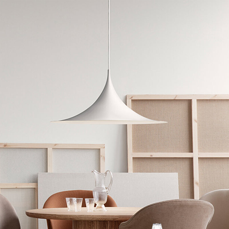 Accesorios de iluminación colgante de trompeta Lámpara de suspensión moderna de 1 luces con sombra de metal