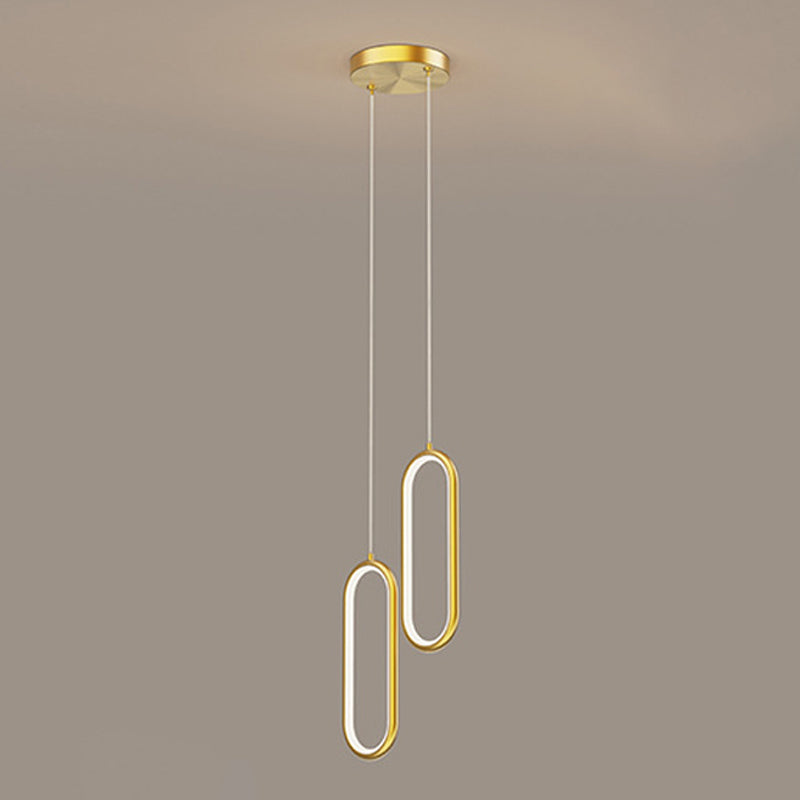 Metal Oval Hanging Light Postmodern Style Suspension Pendant for Cafe Restaurant