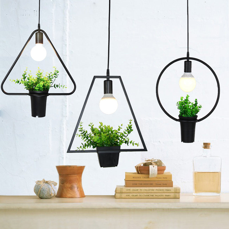 Luces de techo colgantes de planta verde industrial lámpara colgante de luz única creativa para cafetería