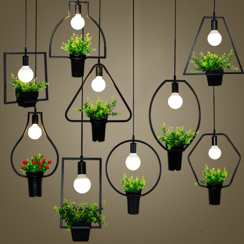 Luces de techo colgantes de planta verde industrial lámpara colgante de luz única creativa para cafetería