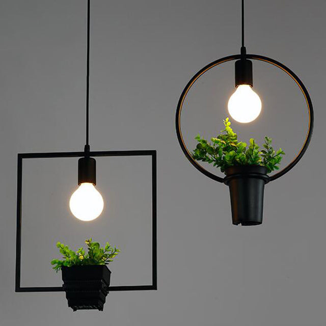 Luces de techo colgantes de planta verde industrial lámpara colgante de luz única creativa para cafetería