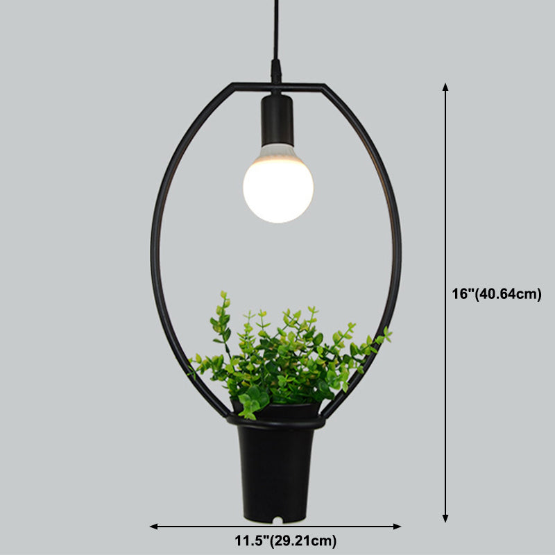 Luces de techo colgantes de planta verde industrial lámpara colgante de luz única creativa para cafetería