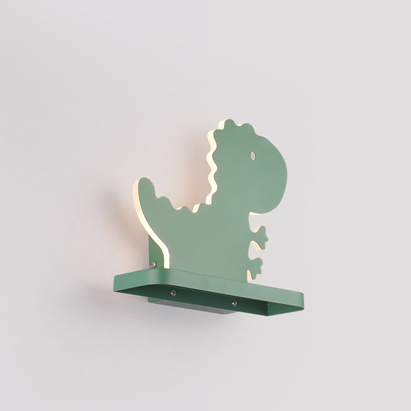 Green Dinosaur Metal Wall Sconce LED Wall Mounted Light Fixture for Child Room