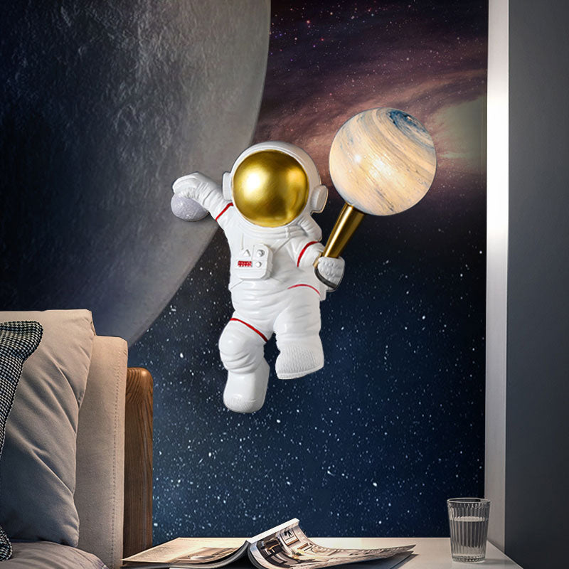Kinderen Astronaut -vormige wandlampjes Slaapkamer Wandbevestiging Lichtmontage