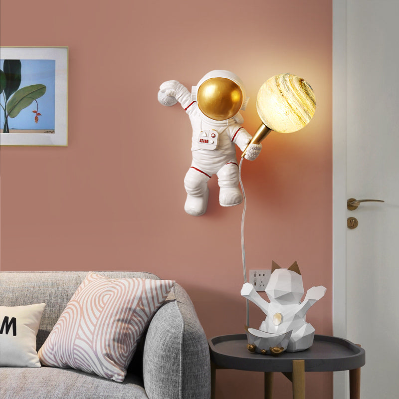 Kinderen Astronaut -vormige wandlampjes Slaapkamer Wandbevestiging Lichtmontage
