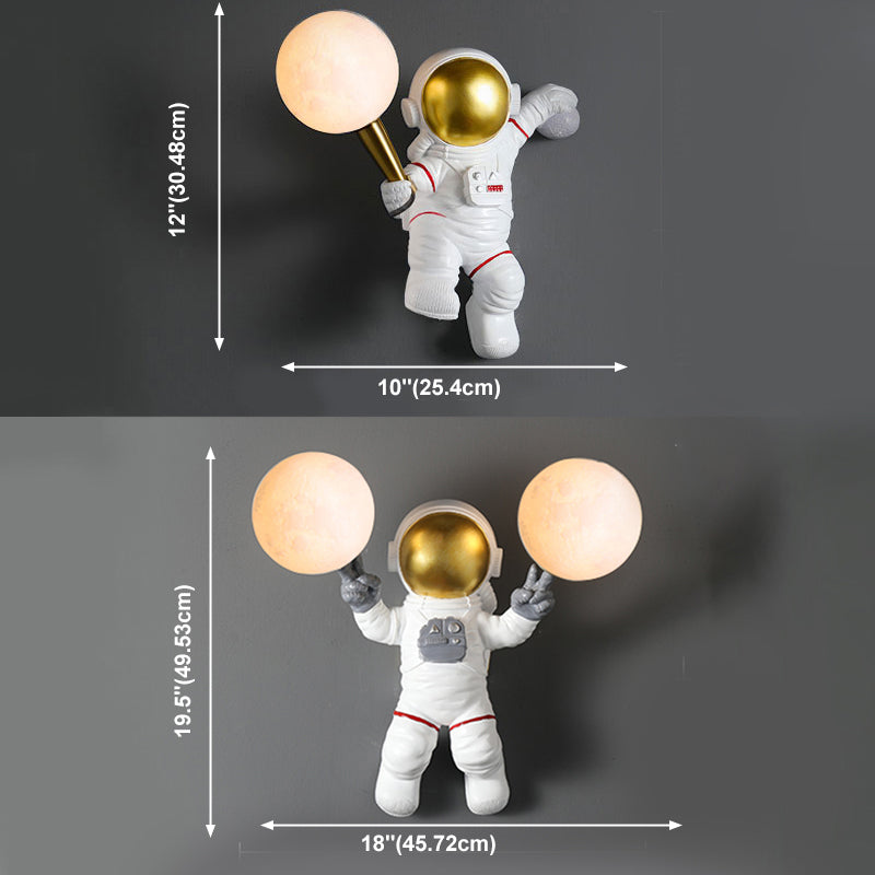 Kinderen Astronaut -vormige wandlampjes Slaapkamer Wandbevestiging Lichtmontage