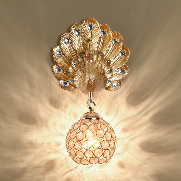 Peacock-Wandmontaglampe moderne 1-Licht-Wandleuchte mit klarem Kristallschatten