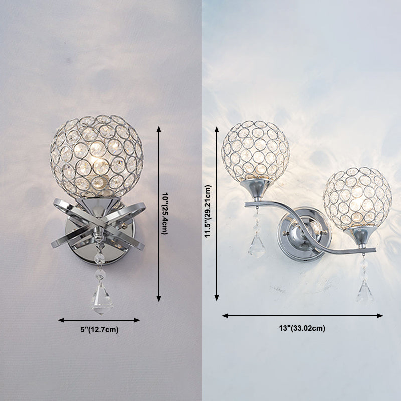 Lámpara de pared de globo lámpara de luz moderna montada en la pared con sombra de cristal transparente