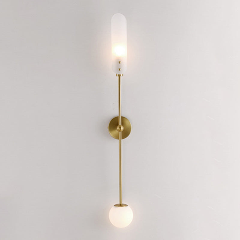 Glass Wall Lighting Contemporary 2 Lights Gold Sconce Lamp Fixture for Living Room