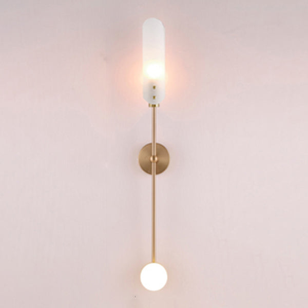 Glass Wall Lighting Contemporary 2 Lights Gold Sconce Lamp Fixture for Living Room