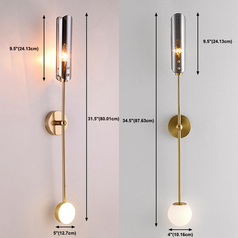 Glass Wall Lighting Contemporary 2 Lights Gold Sconce Lamp Fixture for Living Room