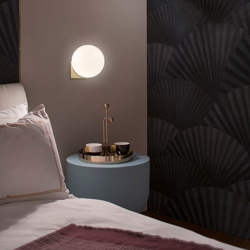 Contemporary Globe Wall Light with White Glass Shade Wall Lamp for Dining Room
