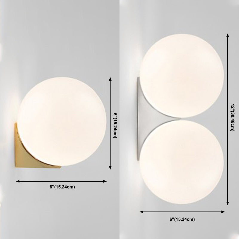 Contemporary Globe Wall Light with White Glass Shade Wall Lamp for Dining Room
