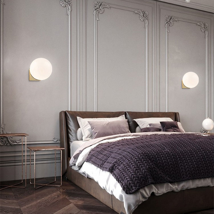 Contemporary Globe Wall Light with White Glass Shade Wall Lamp for Dining Room