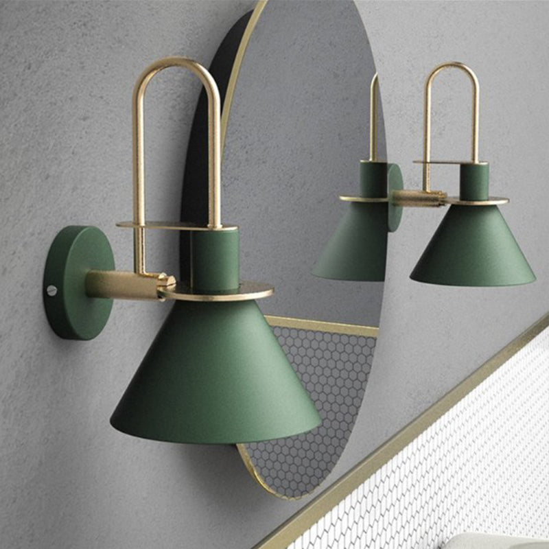 Nordic Iron Shade Wall Sconce Flared Shaped Macaron Color 1-Head Wall Light